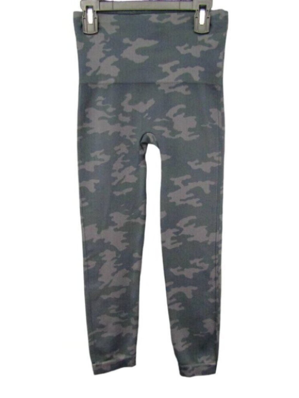 Spanx Look At Me Now Black Gray Camo Leggings Womens Size S 9.5 In Rise Stretch